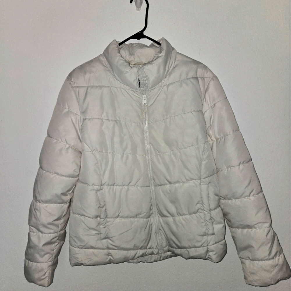 Cole Haan Womens Large Quilted Puffer Coat In Pearl White
